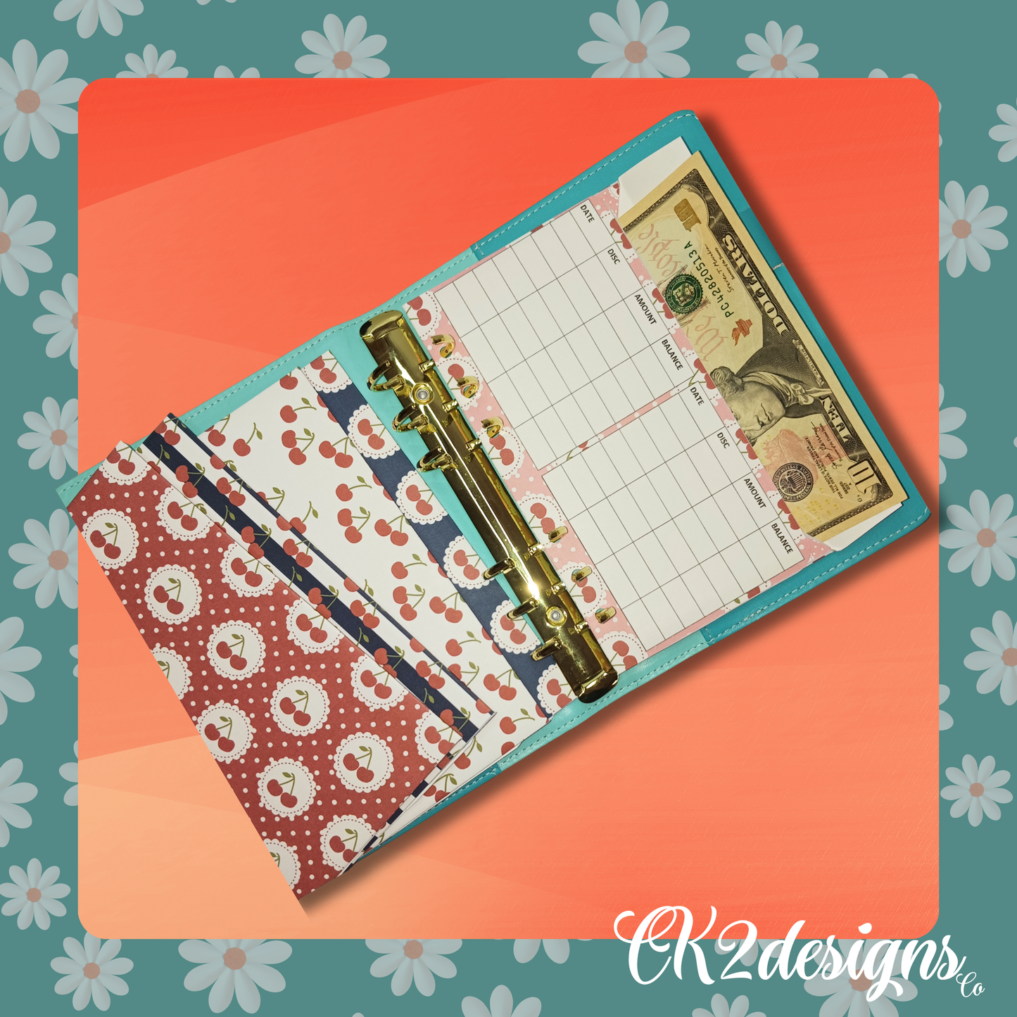 Cash Envelopes, Cherry-O — Set of 5 | Available with or without 6-hole punch