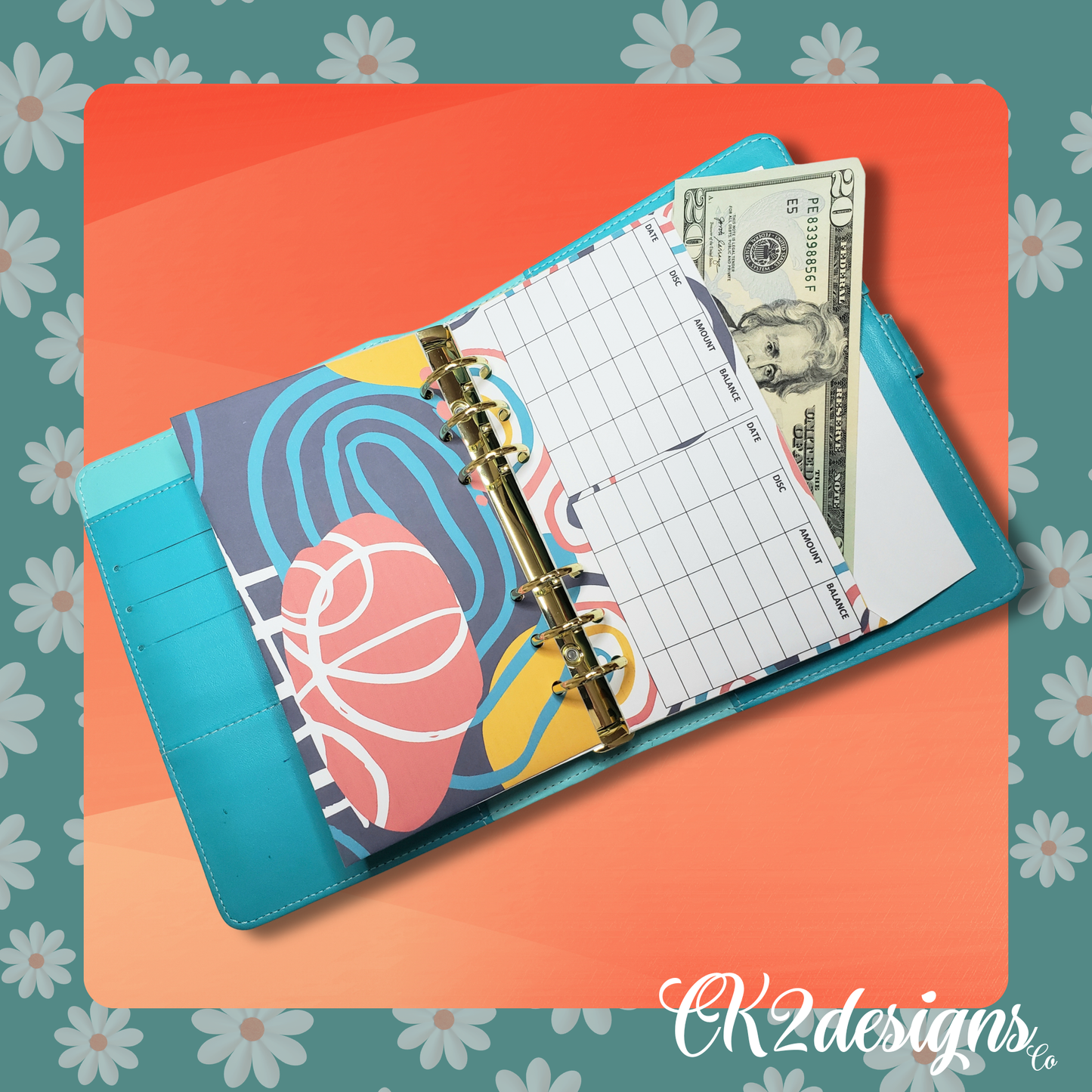 Cash Envelopes, Color Geometrics — Set of 5 | Available with or without 6-hole punch