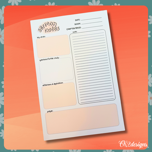Sermon Notes Notepad
