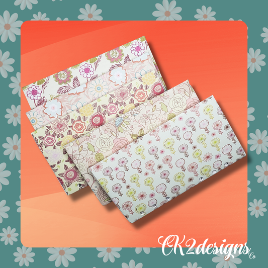 Cash Envelopes, Antique Florals — Set of 5 | Available with or without 6-hole punch