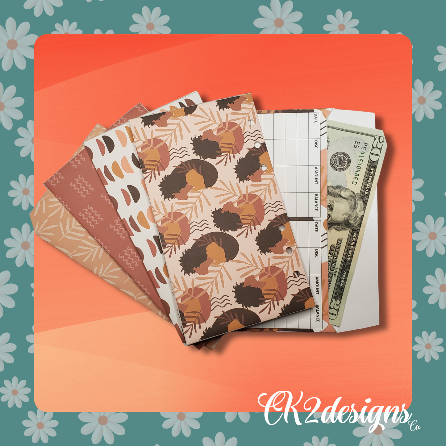 Cash Envelopes, Beautiful Browns — Set of 5 | Available with or without 6-hole punch