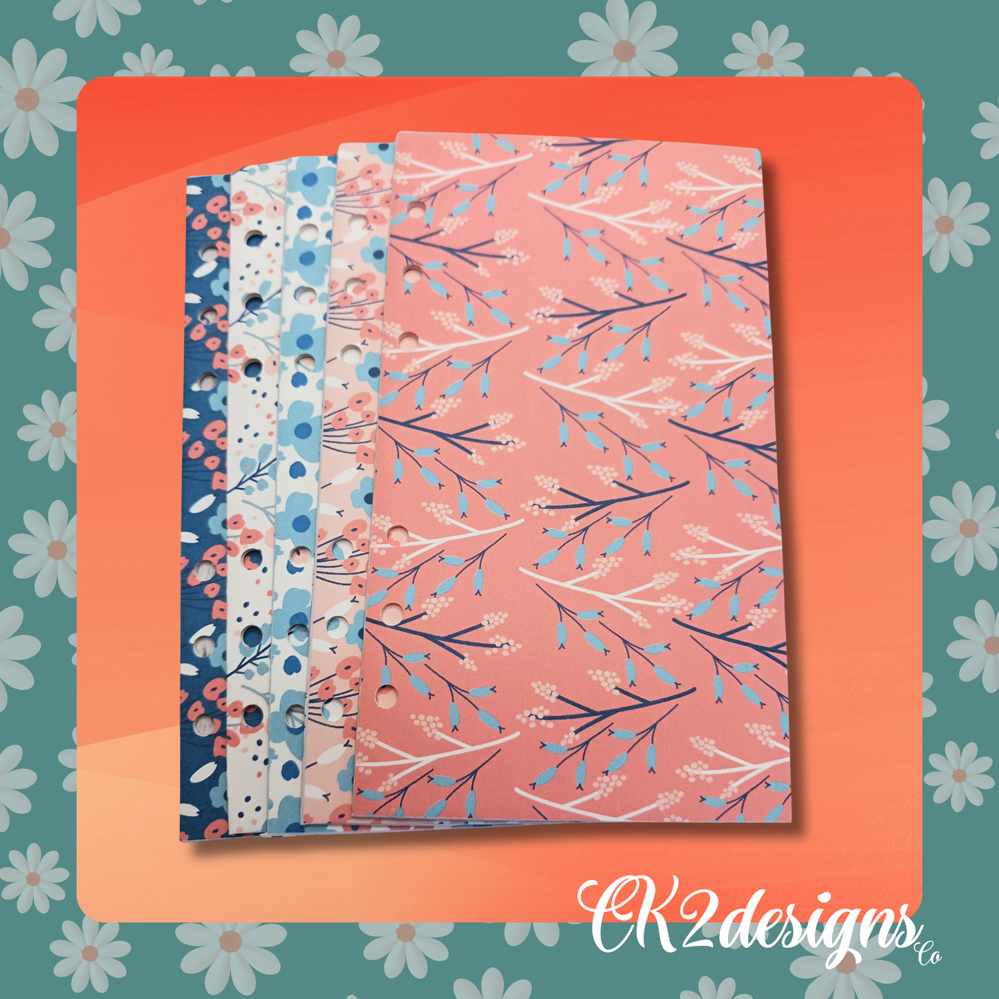 Cash Envelopes, Bright Florals  — Set of 5 | Available with or without 6-hole punch