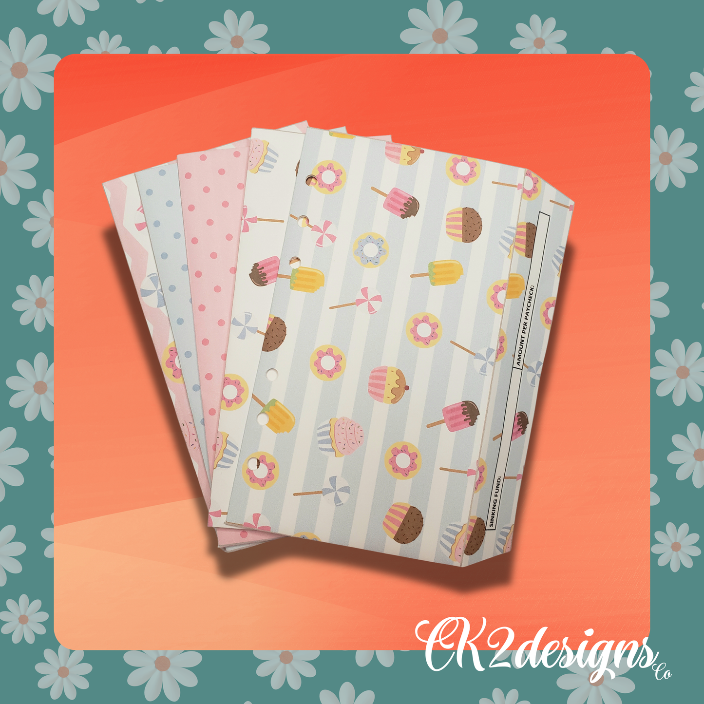 Cash Envelopes, Cotton Candy — Set of 5 | Available with our without 6-hole punch