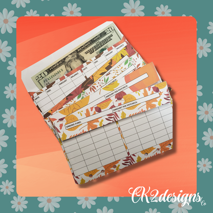Cash Envelopes, Fall Leaves — Set of 5 | Available with or without 6-hole punch
