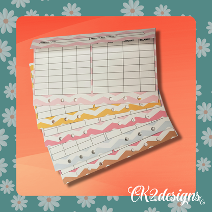 Cash Envelopes, Pastel Large Chevron — Set of 5 | Available with or without 6-hole punch