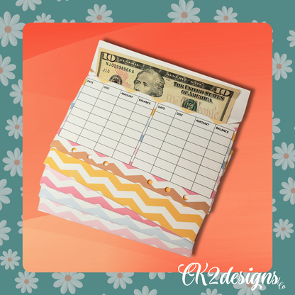 Cash Envelopes, Pastel Large Chevron — Set of 5 | Available with or without 6-hole punch