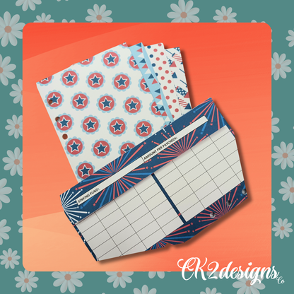 Cash Envelopes - Patriotic — Set of 5 | Available with or without 6-Hole Punch