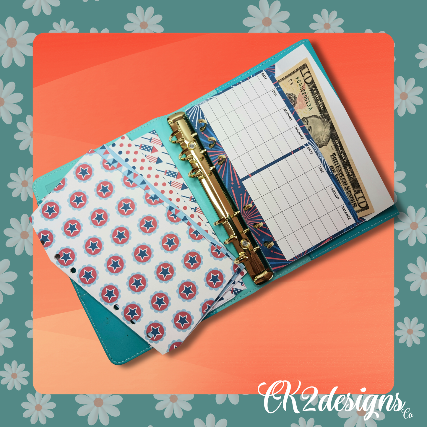 Cash Envelopes - Patriotic — Set of 5 | Available with or without 6-Hole Punch