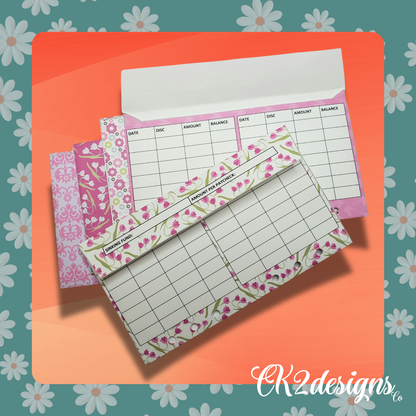 Cash Envelopes, Pink Purple Pack 1 — Set of 5 | Available with or without 6-hole punch