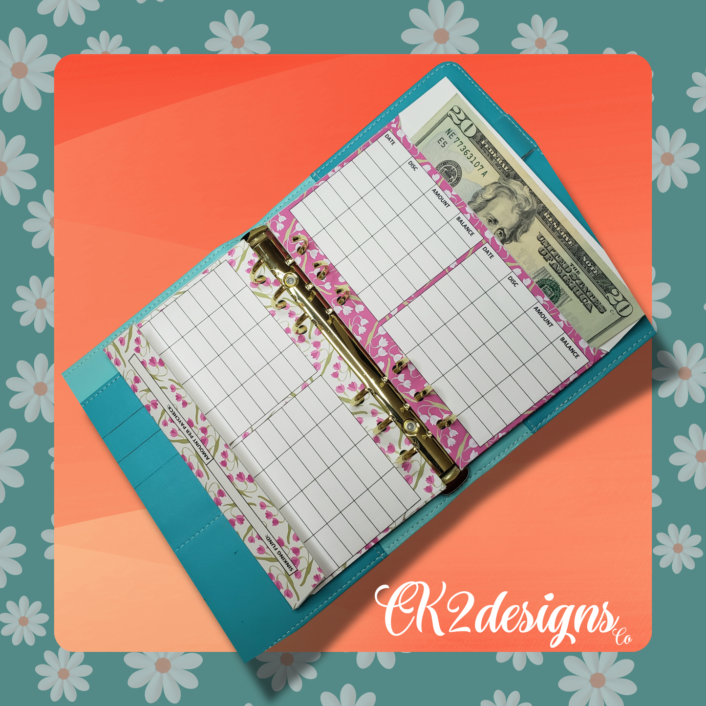 Cash Envelopes, Pink Purple Pack 1 — Set of 5 | Available with or without 6-hole punch