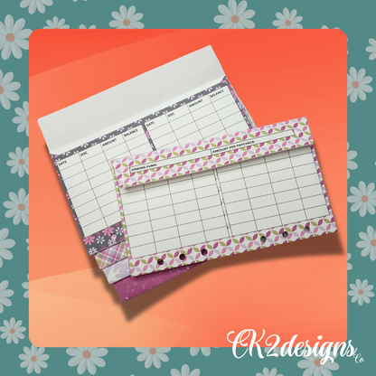 Cash Envelopes. Pink Purple Pack 2 — Set of 5 | Available with or without 6-hole punch