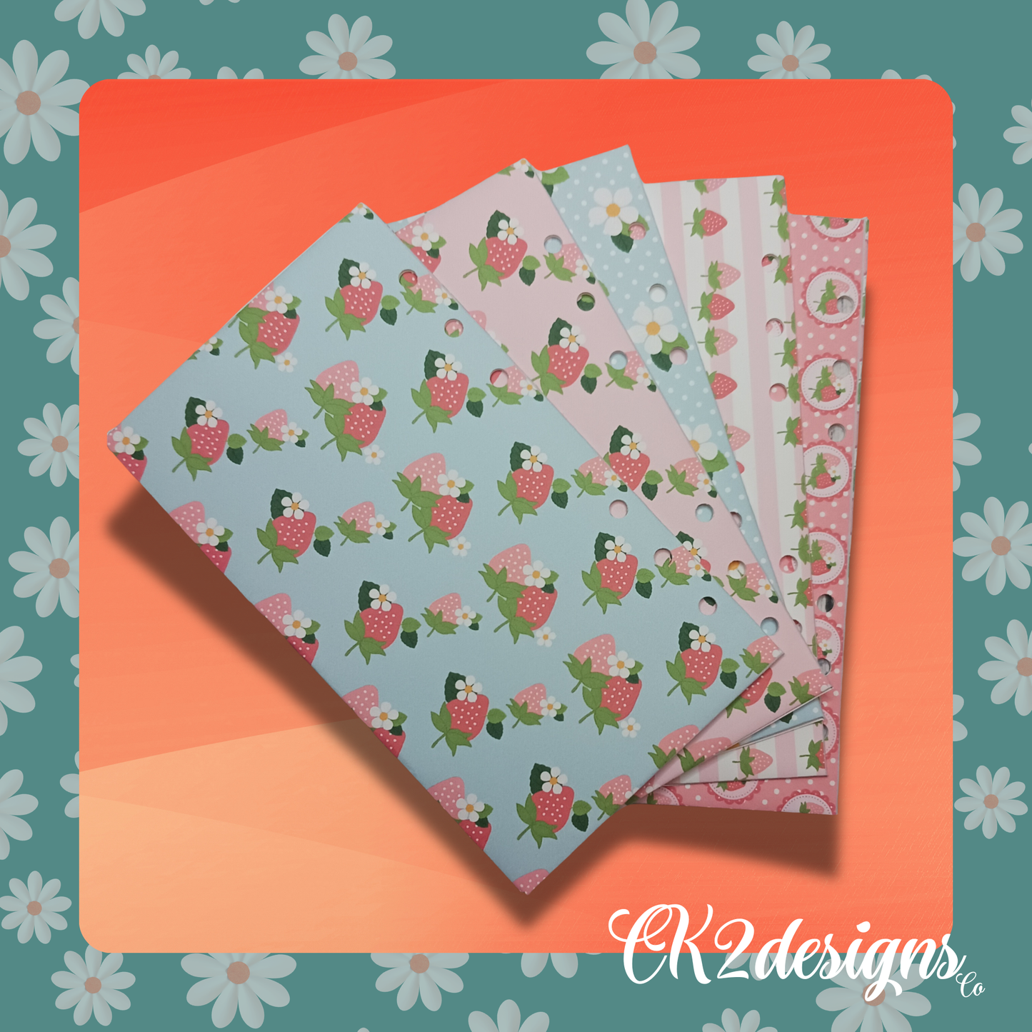 Cash Envelopes, Strawberry Fields— Set of 5 | Available with or without 6-hole punch