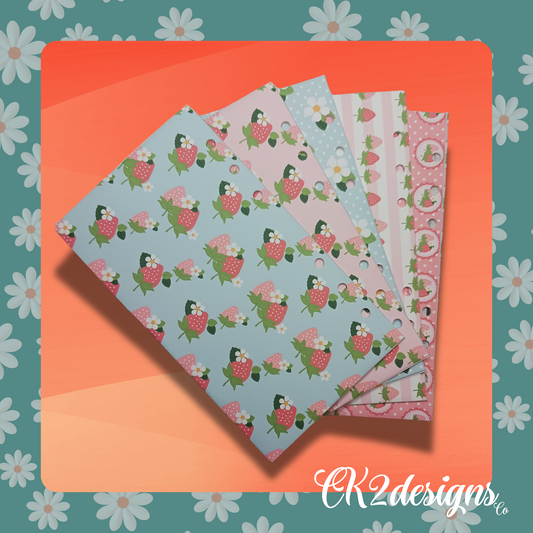 Cash Envelopes, Strawberry Fields— Set of 5 | Available with or without 6-hole punch