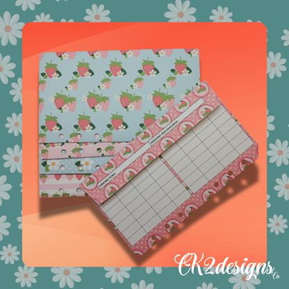 Cash Envelopes, Strawberry Fields— Set of 5 | Available with or without 6-hole punch
