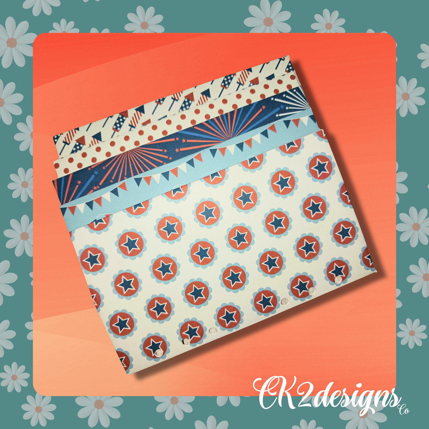 Cash Envelopes, USA Retro — Set of 5 | Available with or without 6-hole punch