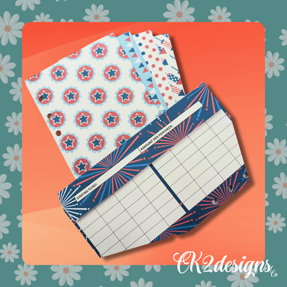Cash Envelopes, USA Retro — Set of 5 | Available with or without 6-hole punch