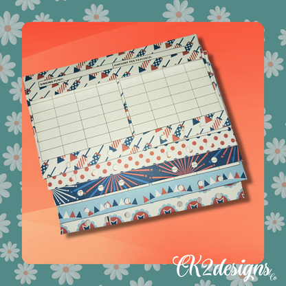 Cash Envelopes, USA Retro — Set of 5 | Available with or without 6-hole punch