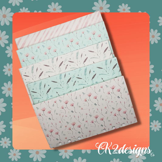 Cash Envelopes, Watercolor Florals — Set of 5 | Available with or without 6-hole punch