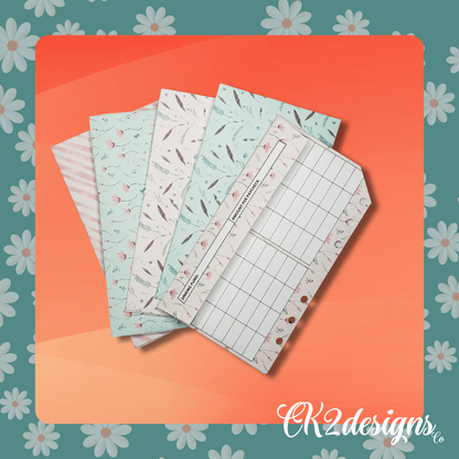 Cash Envelopes, Watercolor Florals — Set of 5 | Available with or without 6-hole punch